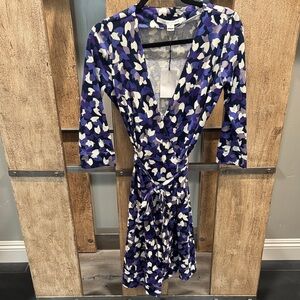 Diane Von Furstenberg Navy and Purple Wrap Dress